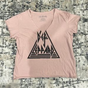 Pink Cropped Def Leppard Tee